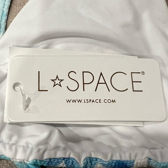 L*Space Brittany Gingham Adjustable Strap Bikini Top in Powder Baby Blue (L) - Picture 9 of 10